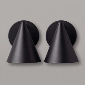 Wall Light Steel Cone Pair